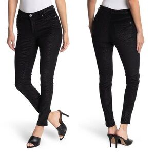 NWT Ted Baker London Debra Classic Metallic Zebra Print Skinny Jeans Black